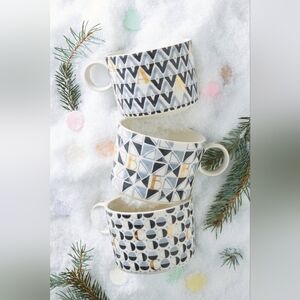 Anthropologie 4536 Stoneware geometric monogram letter 'A' mug